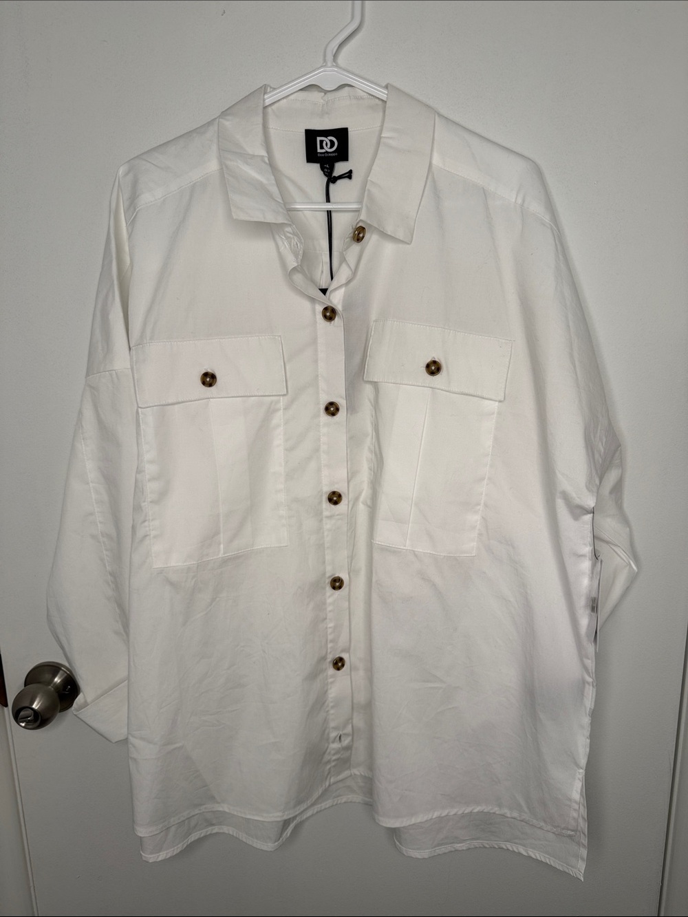 D.O. White Button-Front Utility Shirt